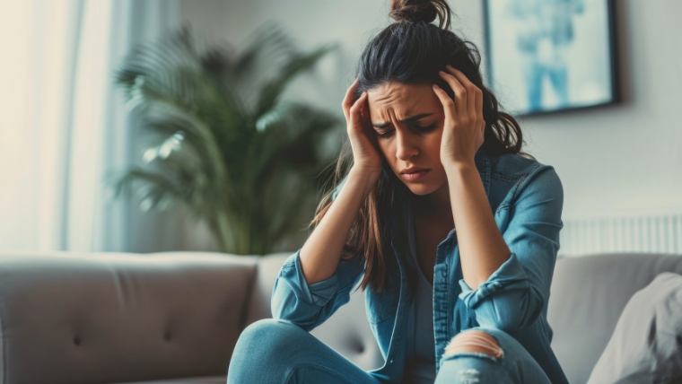 Sad woman with her head in her hands | Understanding Treatment-Resistant Depression What It Is and How to Manage It | Mindful Health Solutions